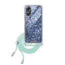 Capa Oppo A17 Purpurina Cordão - Azul Turquesa