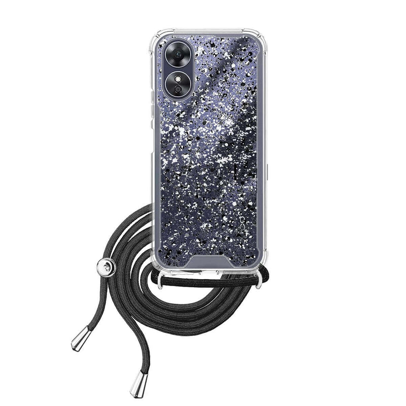 Capa Oppo A17 Purpurina Cordão - Preto