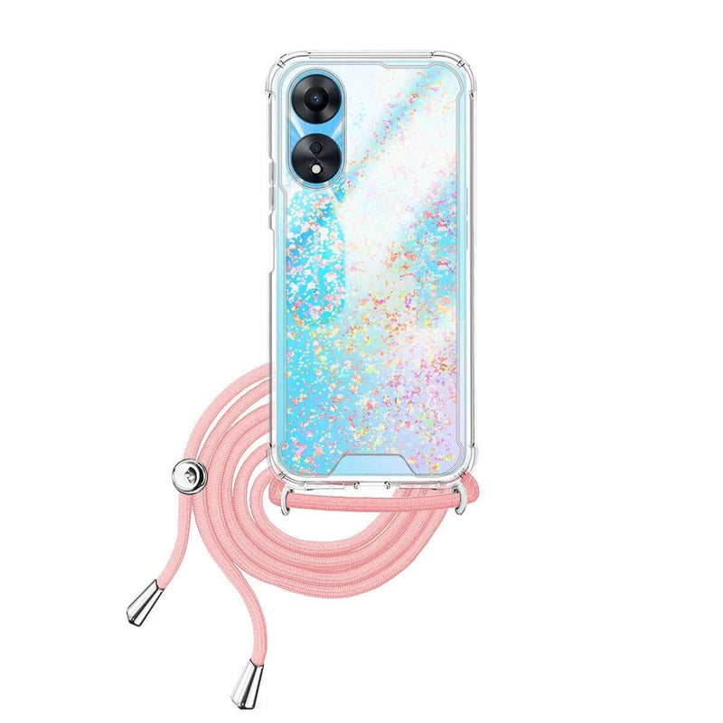 Capa Oppo A58 5G/A78 5G Purpurina Cordão - Rosa