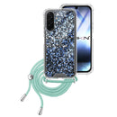 Capa Samsung Galaxy A26 Purpurina Cordão  - Azul Turquesa