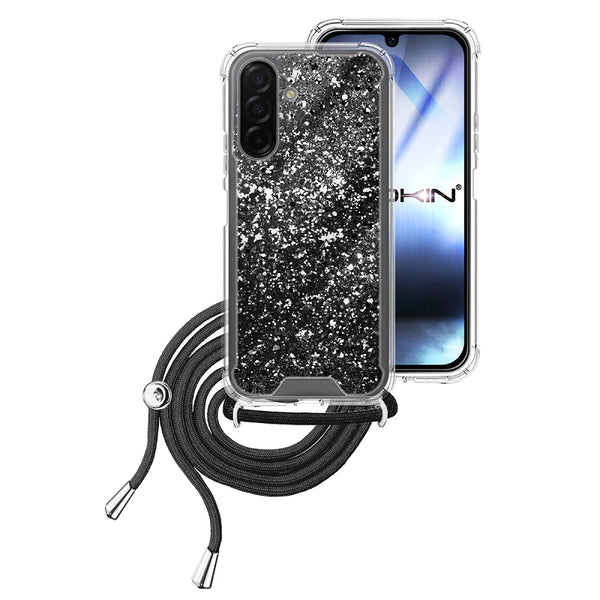 Capa Samsung Galaxy A26 Purpurina Cordão  - Preto