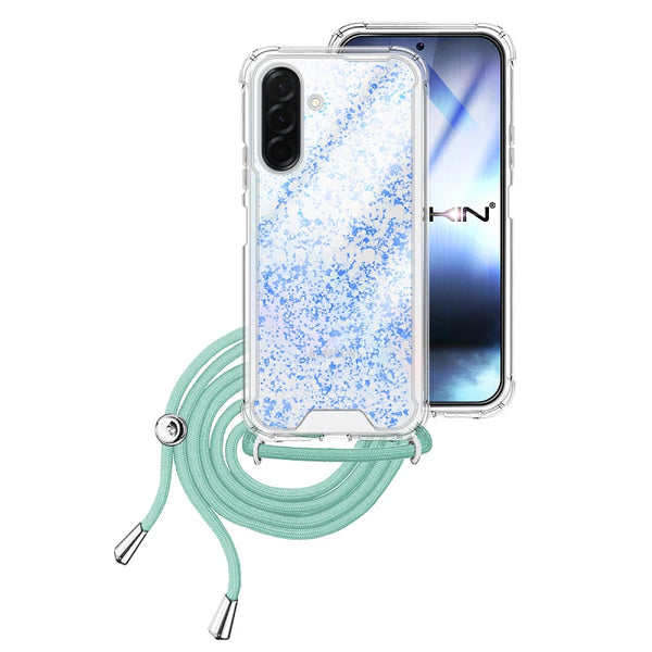 Capa Samsung Galaxy A36 Purpurina Cordão - Azul Turquesa