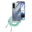Capa Samsung Galaxy A56 Purpurina Cordão - Azul Turquesa