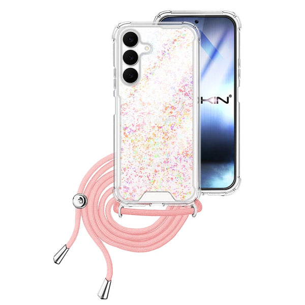 Capa Samsung Galaxy S25 FE Purpurina Cordão - Rosa