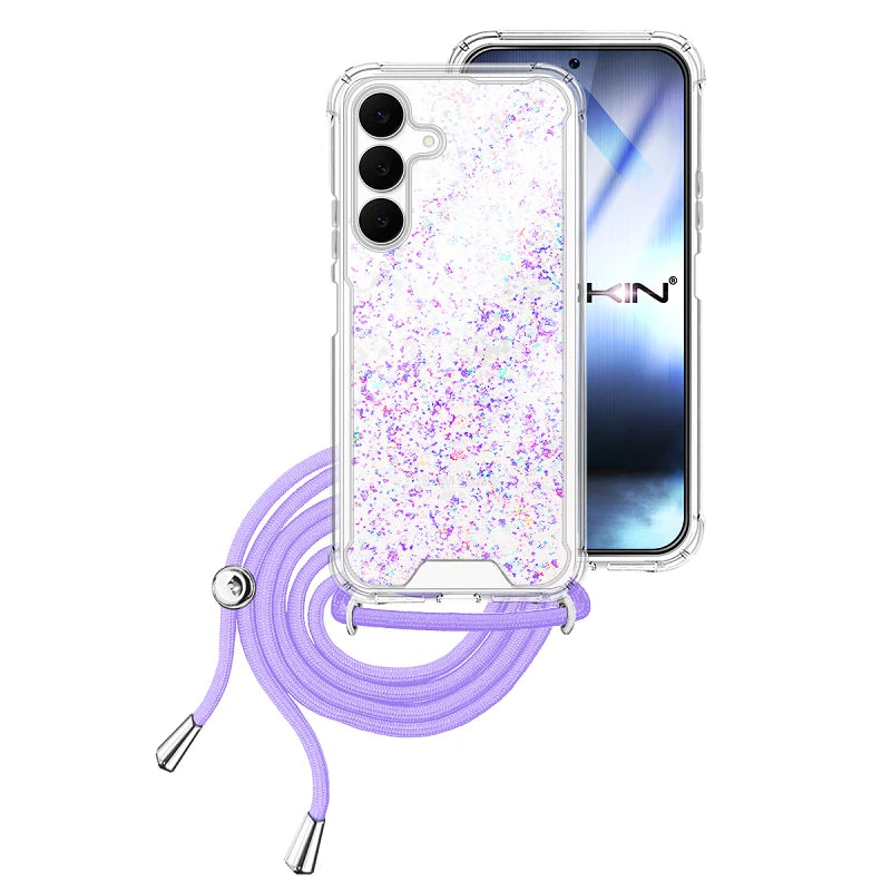 Capa Samsung Galaxy S25 FE Purpurina Cordão - Lilás