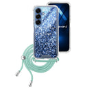 Capa Samsung Galaxy S25 Plus Purpurina Cordão - Azul Turquesa