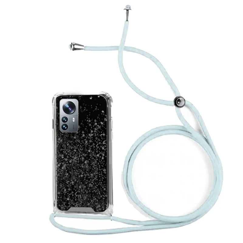 Capa Xiaomi 12 Lite Purpurina Cordão - Azul Turquesa