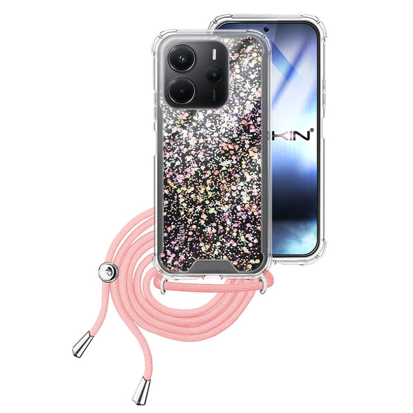 Capa Xiaomi Redmi Note 14 4G Purpurina Cordão - Rosa