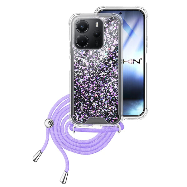 Capa Xiaomi Redmi Note 14 4G Purpurina Cordão - Lilás