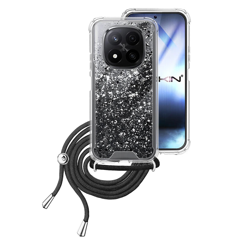 Capa Xiaomi Redmi Note 14 Pro Plus Purpurina Cordão - Preto