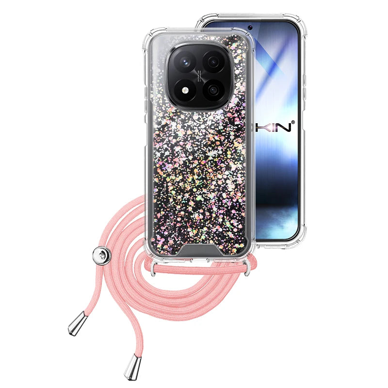 Capa Xiaomi Redmi Note 14 Pro Plus Purpurina Cordão - Rosa