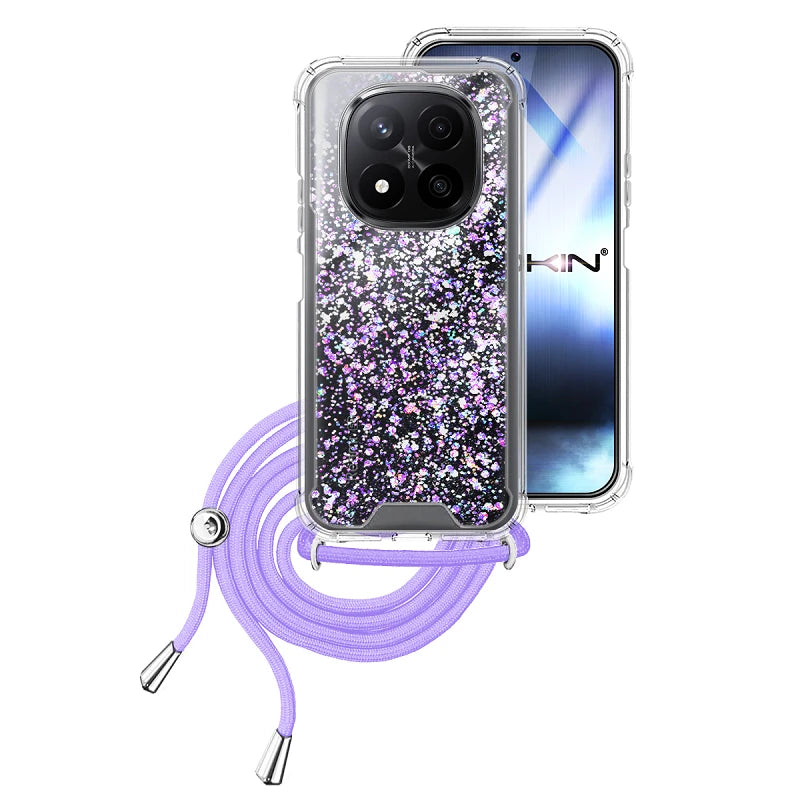 Capa Xiaomi Redmi Note 14 Pro Plus Purpurina Cordão - Lilás