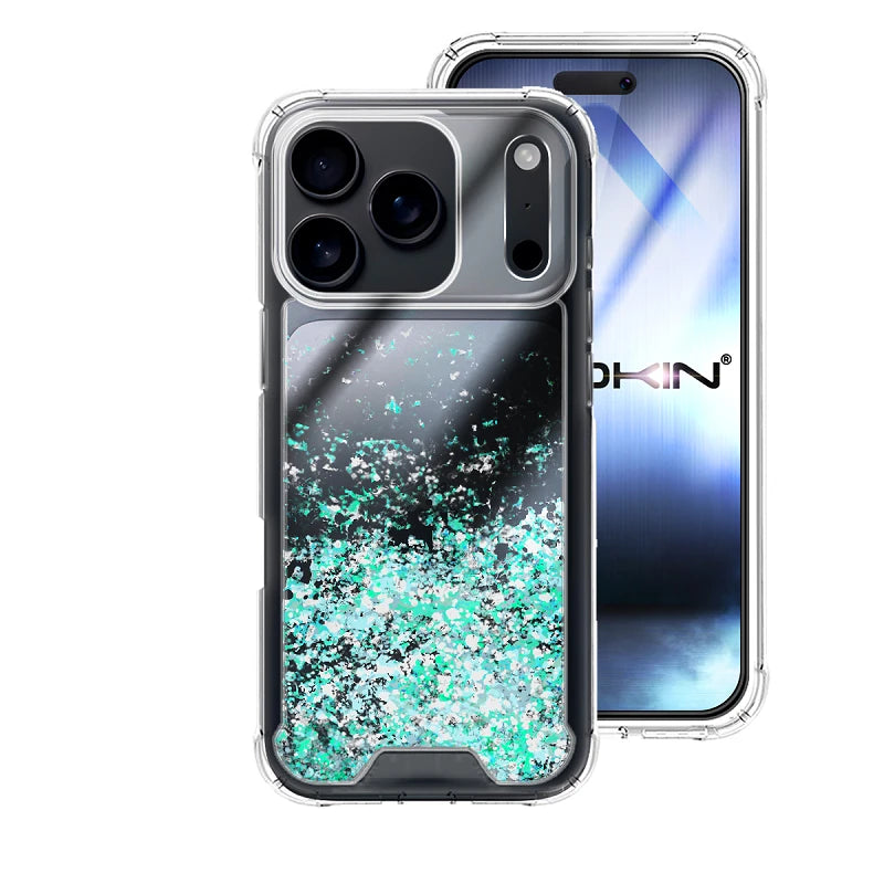 Capa iPhone 17 Pro Purpurina - Azul Turquesa