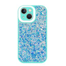 Capa Iphone 14 Plus Glitter Purpurina fluorescente - Azul Turquesa