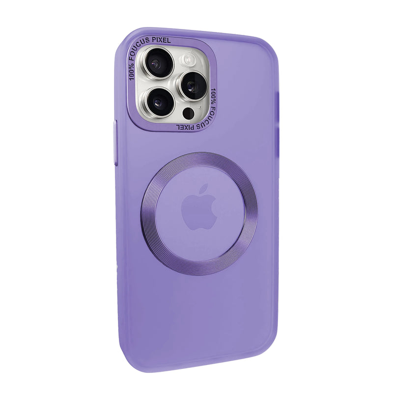 Capa Magsafe com cobertura de câmera para iPhone 15 Pro - Lilás