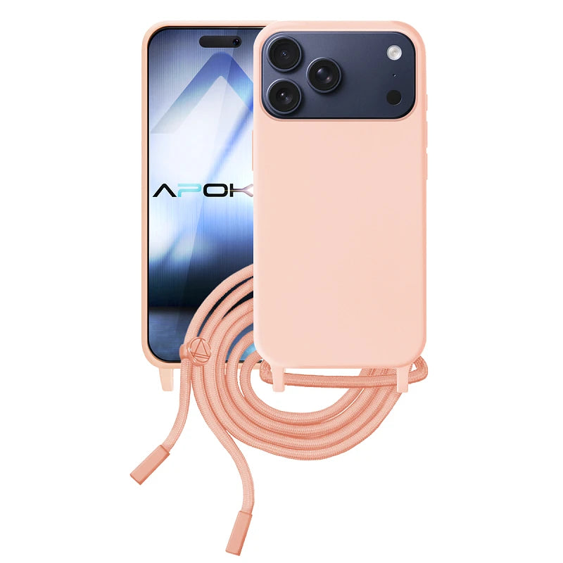 Capa iPhone 17 Pro Max Silicone Cordão - Rosa