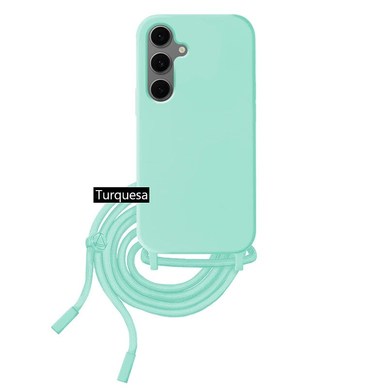 Capa Samsung Galaxy S24 FE Silicone Cordão - Azul Turquesa