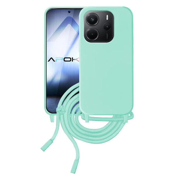 Capa Xiaomi Redmi Note 14 4G Silicone Cordão - Azul Turquesa