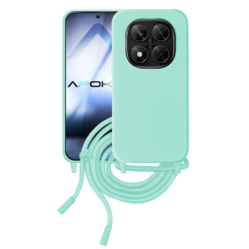 Capa Xiaomi Redmi Note 14 Pro Plus Silicone Cordão - Azul Turquesa