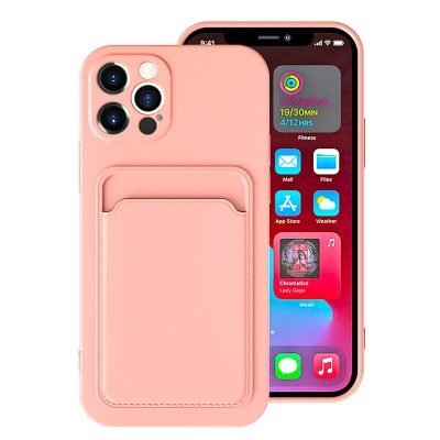 Capa de silicone com suporte para cartões para iphone 12 Pro Max