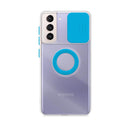 Capa de gel com tampa da câmera deslizante e anel para Galaxy S22 Plus