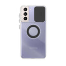 Capa de gel com tampa da câmera deslizante e anel para Galaxy S22 Plus