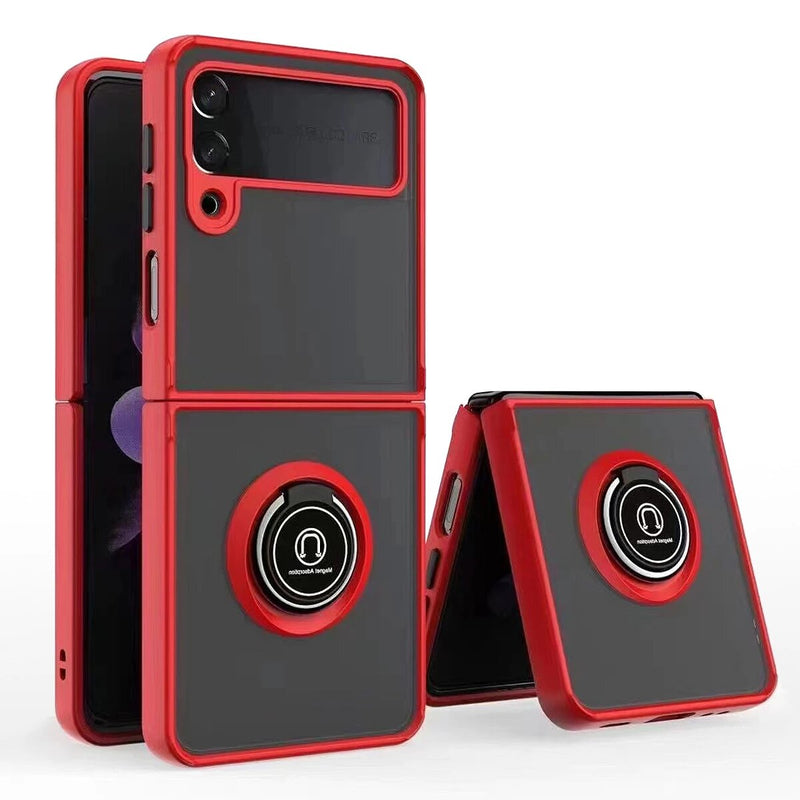 Capa de gel para samsung galaxy z flip 3 com suporte de iman vermelho