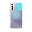 Capa de gel com tampa da câmera deslizante e anel para Galaxy S22