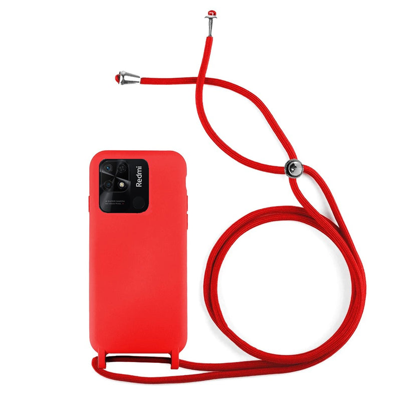 Cpa de silicone com cordão para xiaomi redmi 10c vermelho