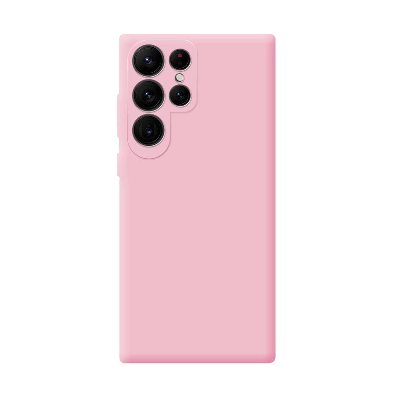 Capa de silicone com proteção de camera para samsung galaxy s22 ultra rosa