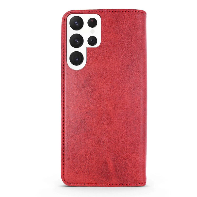 Capa flip de livro para samsung galaxy s22 ultra vermelho