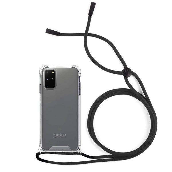 Capa de gel transparente antichoque com cordão para Galaxy S20 Plus