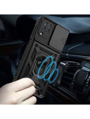 Capa Military com proteção de câmera deslizante e anel 360º para Galaxy A12