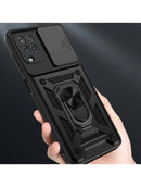 Capa Military com proteção de câmera deslizante e anel 360º para Galaxy A12