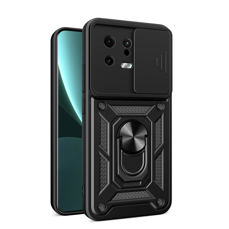 Capa Xiaomi 13 Military com proteção de câmera deslizante e anel 360º - Preto