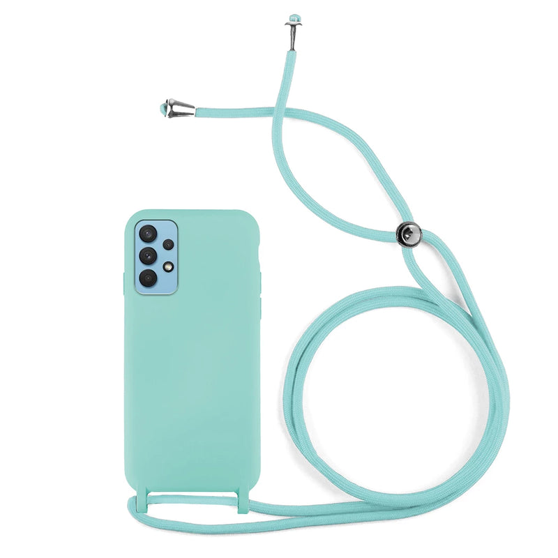 Capa de silicone com cordão para Galaxy A32 4G