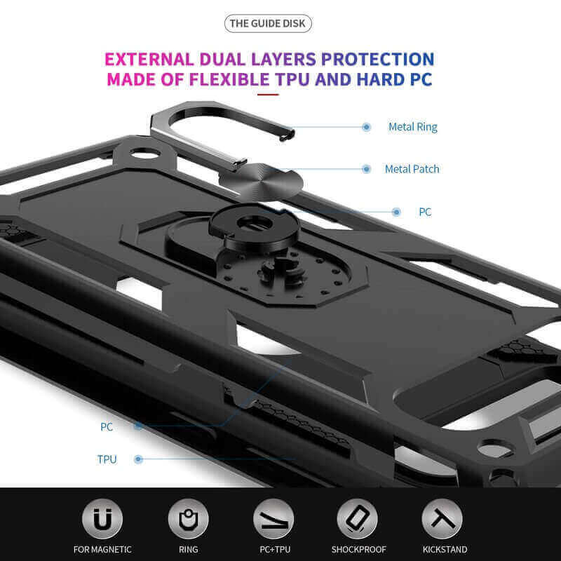 Capa Military com íman e anel 360º para Galaxy A72/ A72 5G