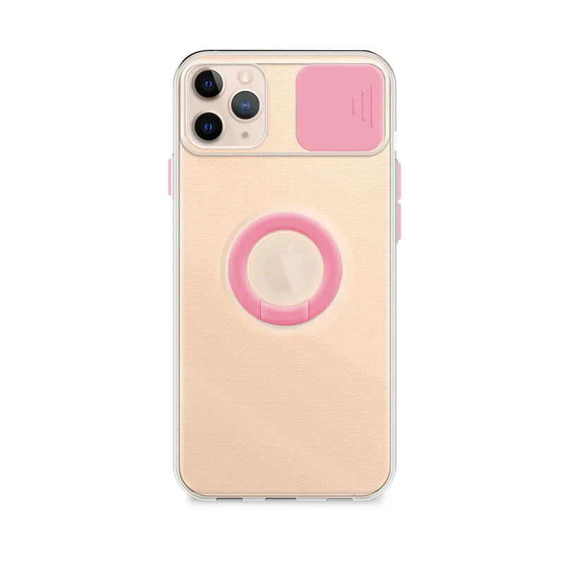 Capa de gel com tampa da câmera deslizante e anel para iPhone 11 Pro Max