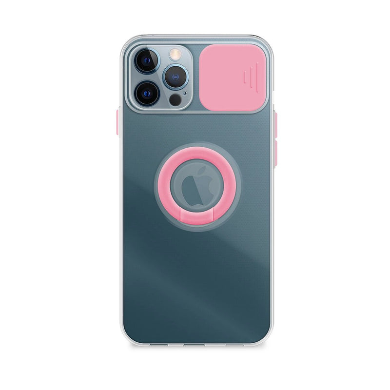 Capa de gel com tampa da câmera deslizante e anel para iphone 12 Pro Max