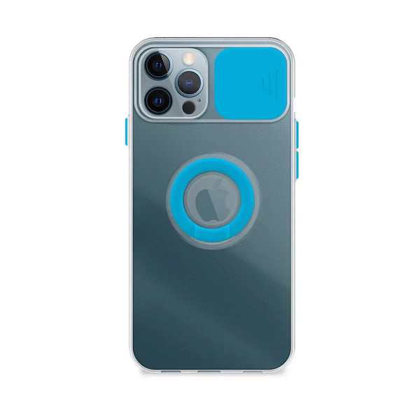 Capa de gel com tampa da câmera deslizante e anel para iPhone 12 Pro