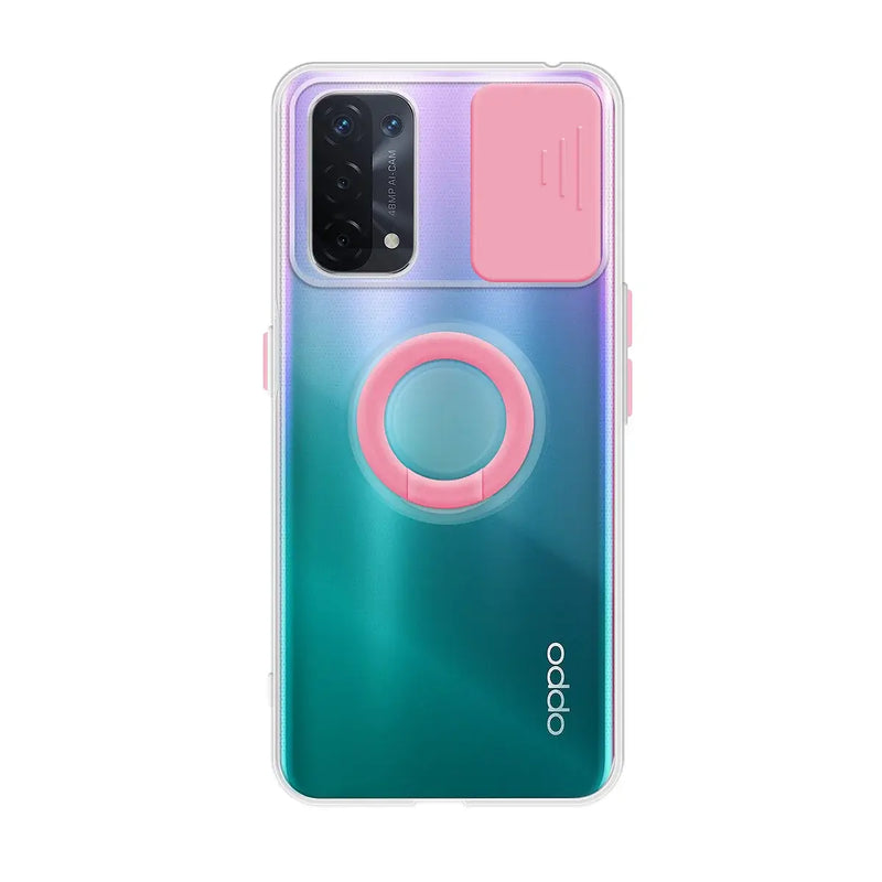 Capa de gel com tampa da câmera deslizante e anel para Oppo A54 5G/A74 5G
