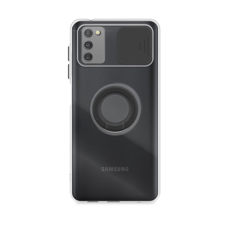 Capa de gel com tampa da câmera deslizante e anel para Galaxy A03s