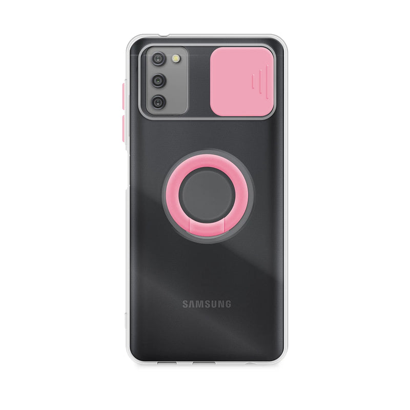 Capa de gel com tampa da câmera deslizante e anel para Galaxy A03s