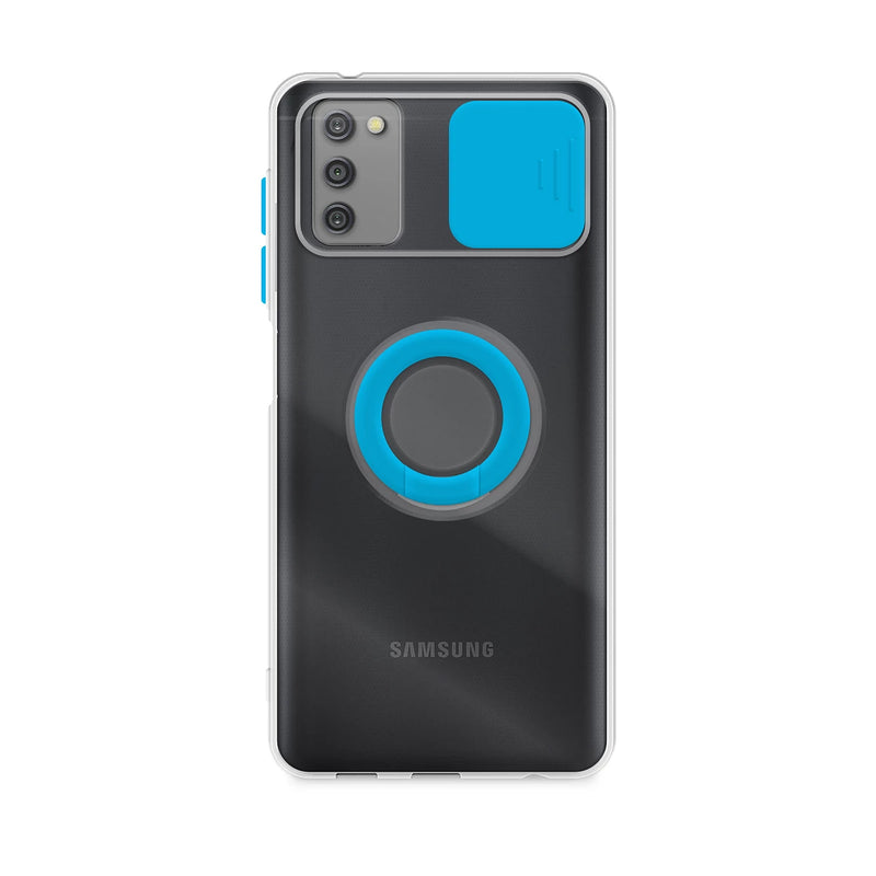 Capa de gel com tampa da câmera deslizante e anel para Galaxy A03s