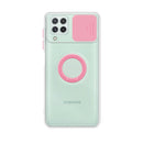 Capa de gel com tampa da câmera deslizante e anel para Galaxy A22 4G