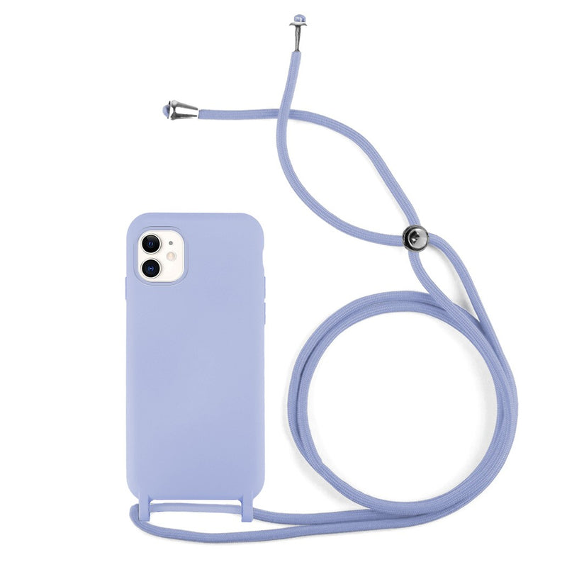 Capa de silicone com cordão para iPhone 11
