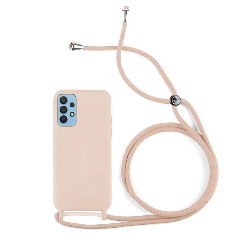 Capa de silicone com cordão para Galaxy A32 4G